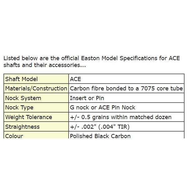 Easton ACE shafts (doz)